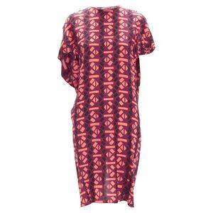 Marni silk geometric print cap sleeves dress